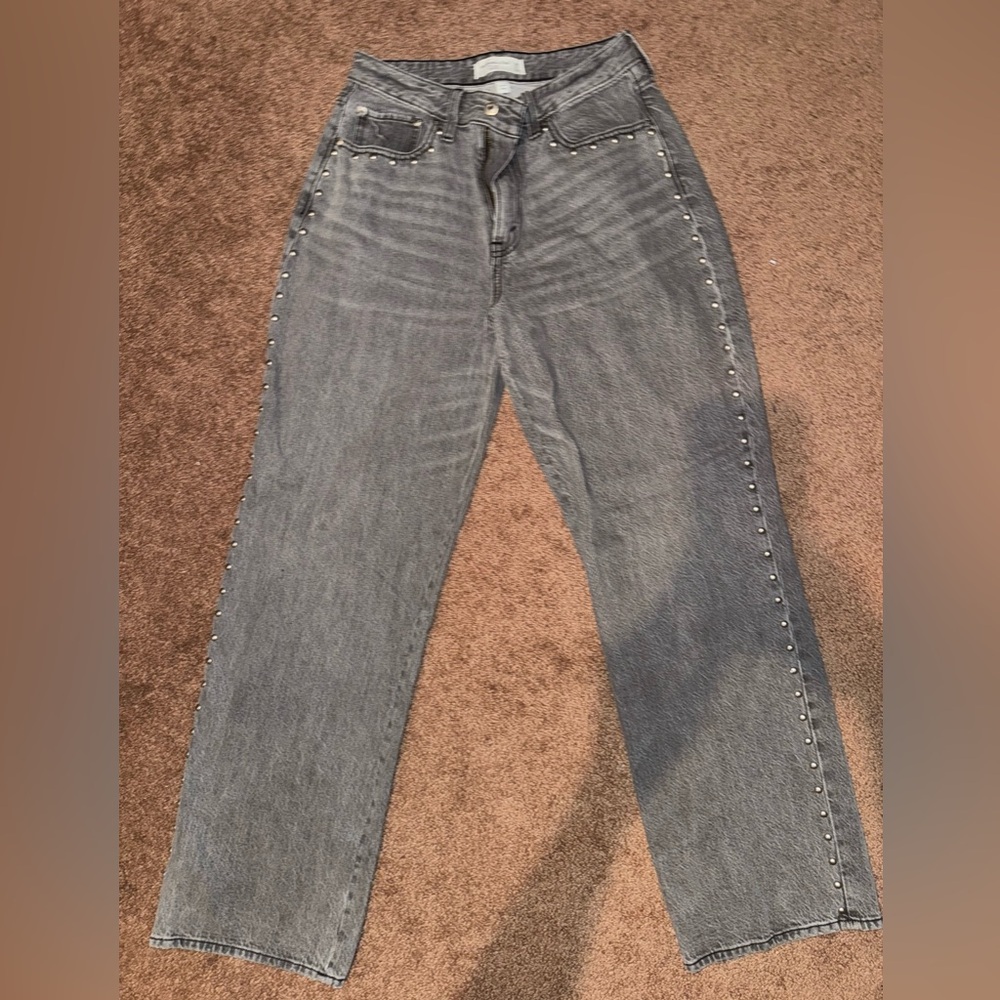 Abercrombie Curve Love Gray Studded Women's Jeans